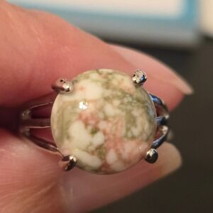 Unique Gemstone Statement Ring Silver Tone